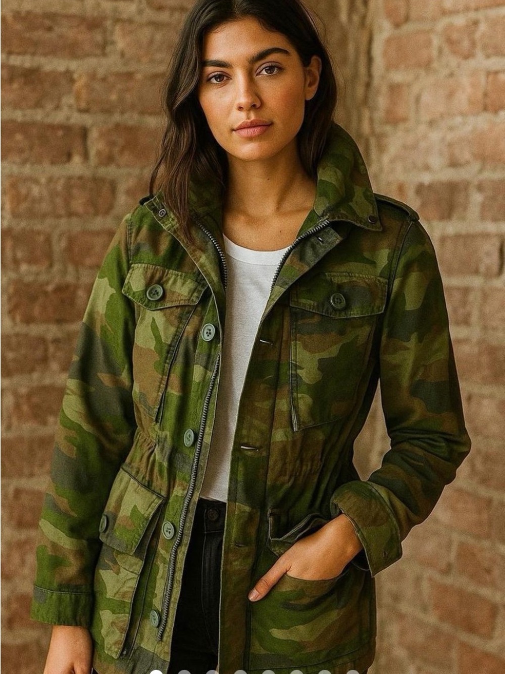 Women's J. CREW Classic Camo Camouflage Hooded Field Jacket Size XS